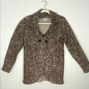 PURE JILL J Jill Mocha Patterned Button-Up Cardigan SZ Rey XS